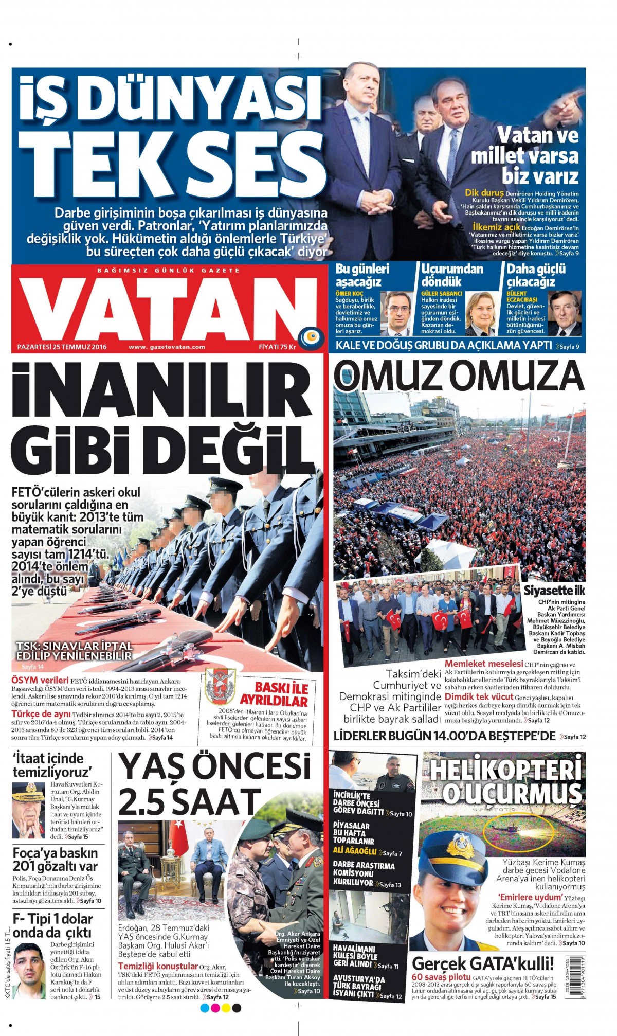 25 Temmuz 2016 gazete manşetleri - 624