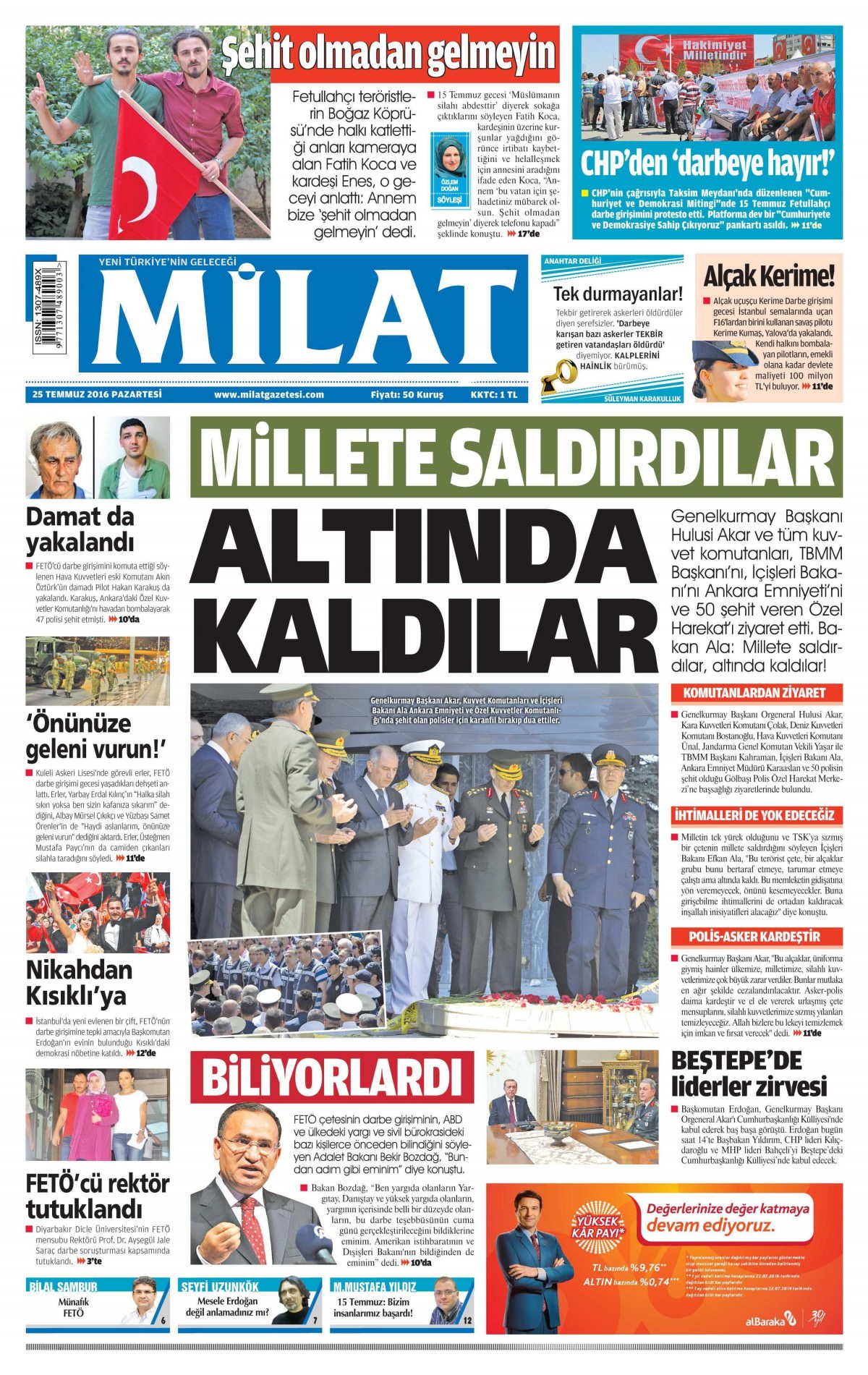 25 Temmuz 2016 gazete manşetleri - 882