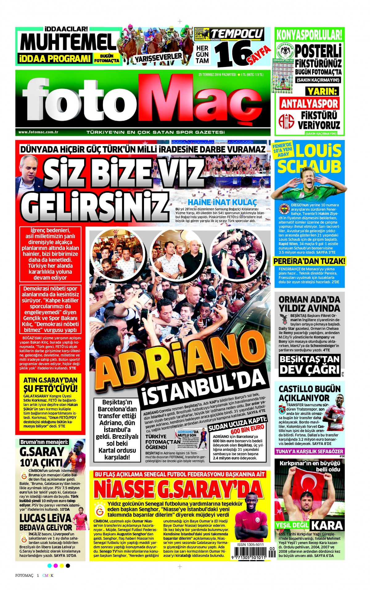 25 Temmuz 2016 gazete manşetleri - 737