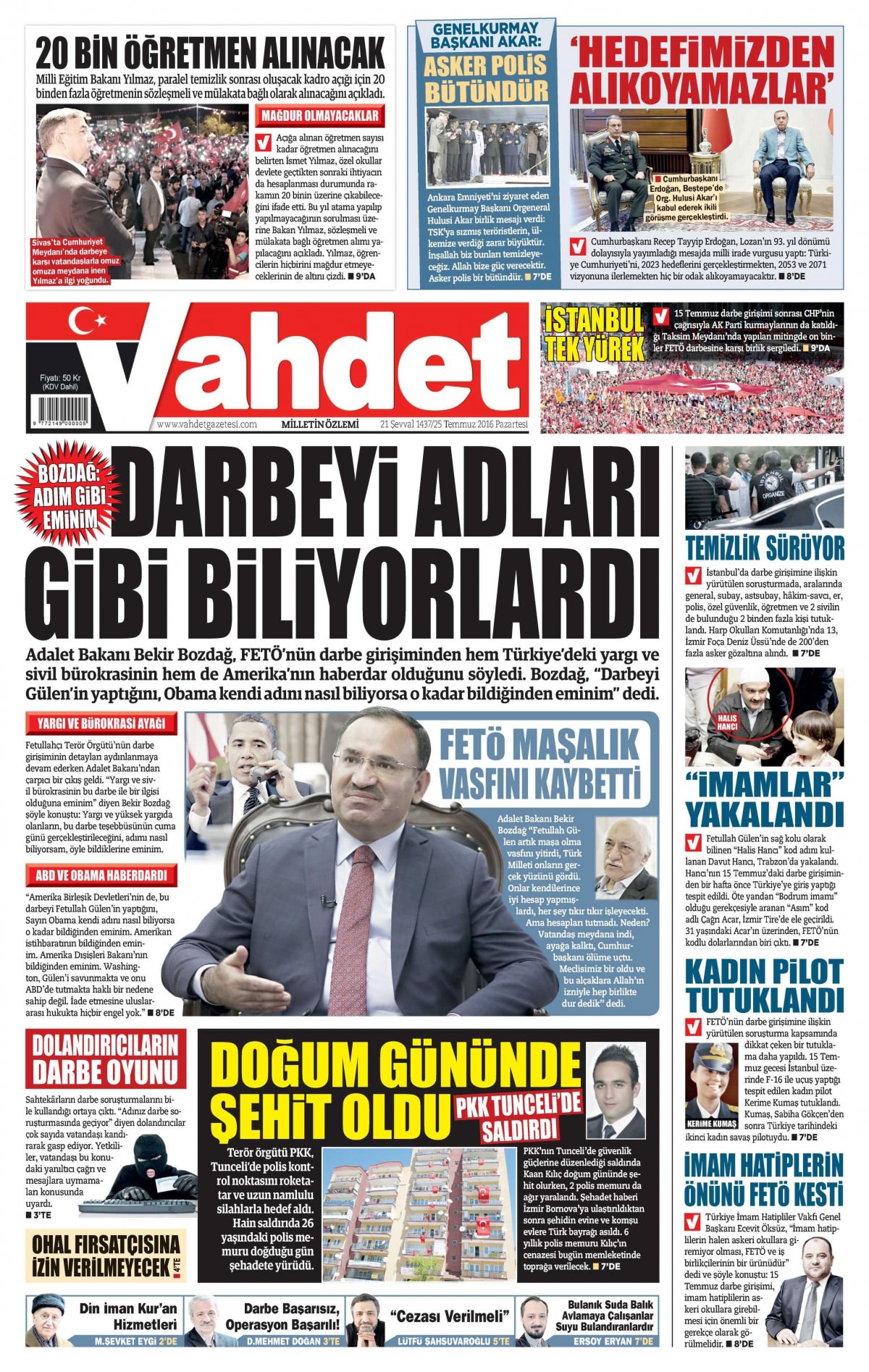 25 Temmuz 2016 gazete manşetleri - 744