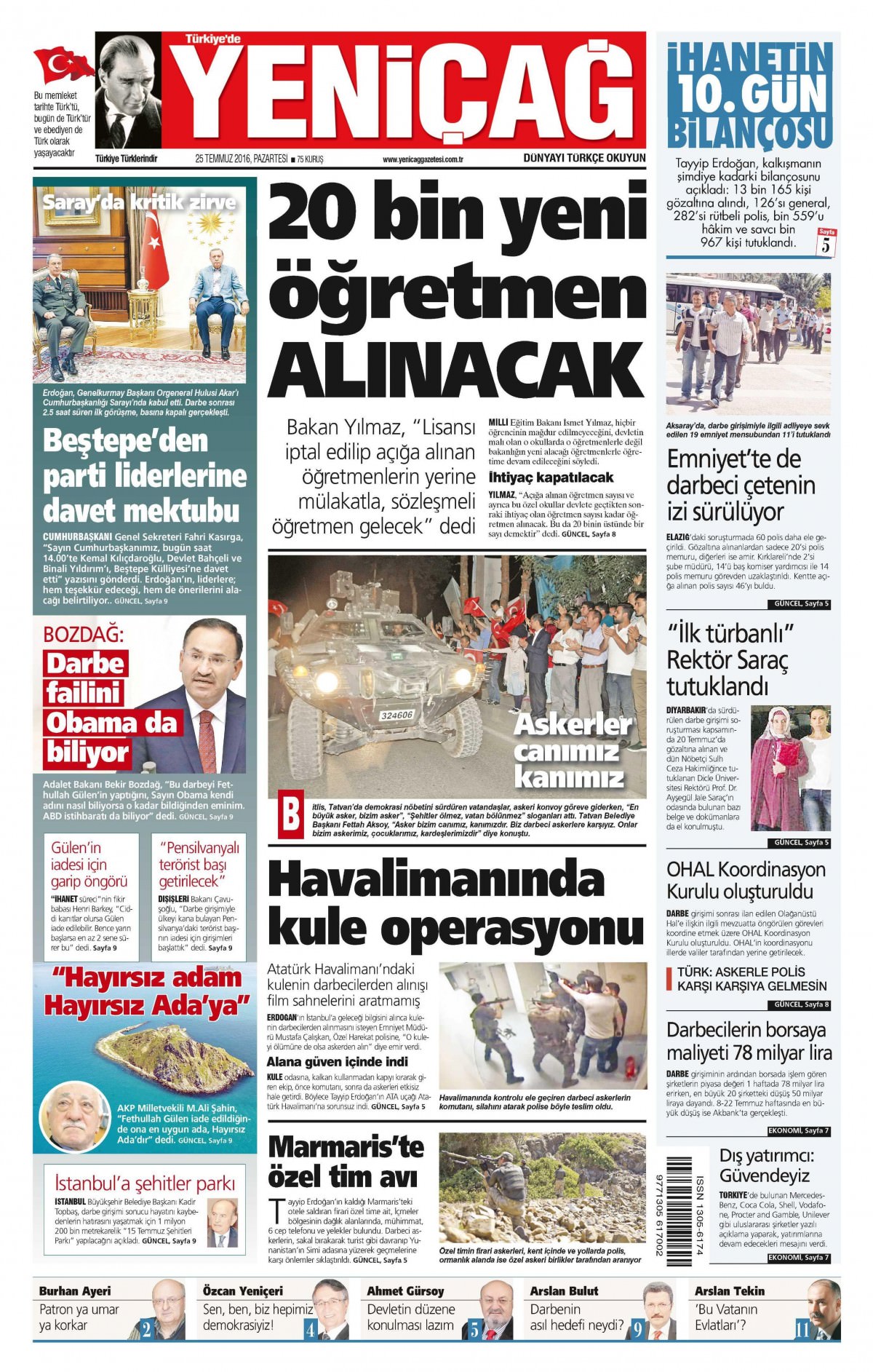 25 Temmuz 2016 gazete manşetleri - 932