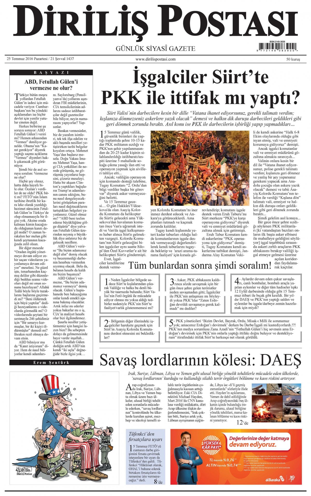 25 Temmuz 2016 gazete manşetleri - 738