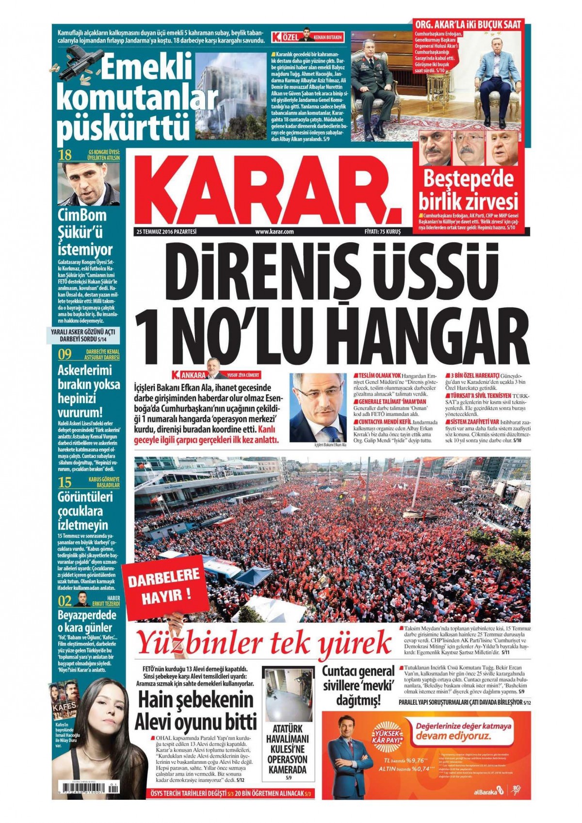 25 Temmuz 2016 gazete manşetleri - 929