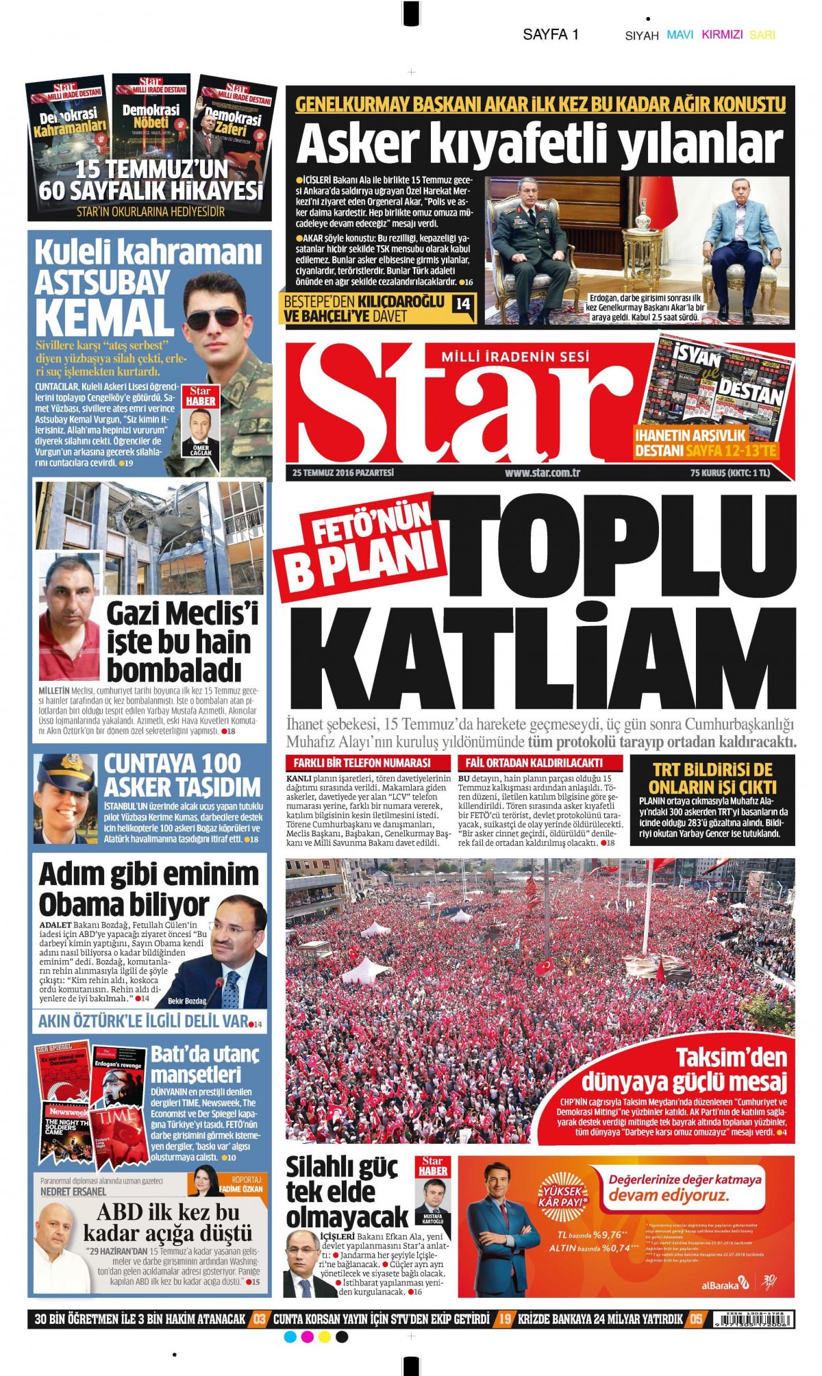 25 Temmuz 2016 gazete manşetleri - 763