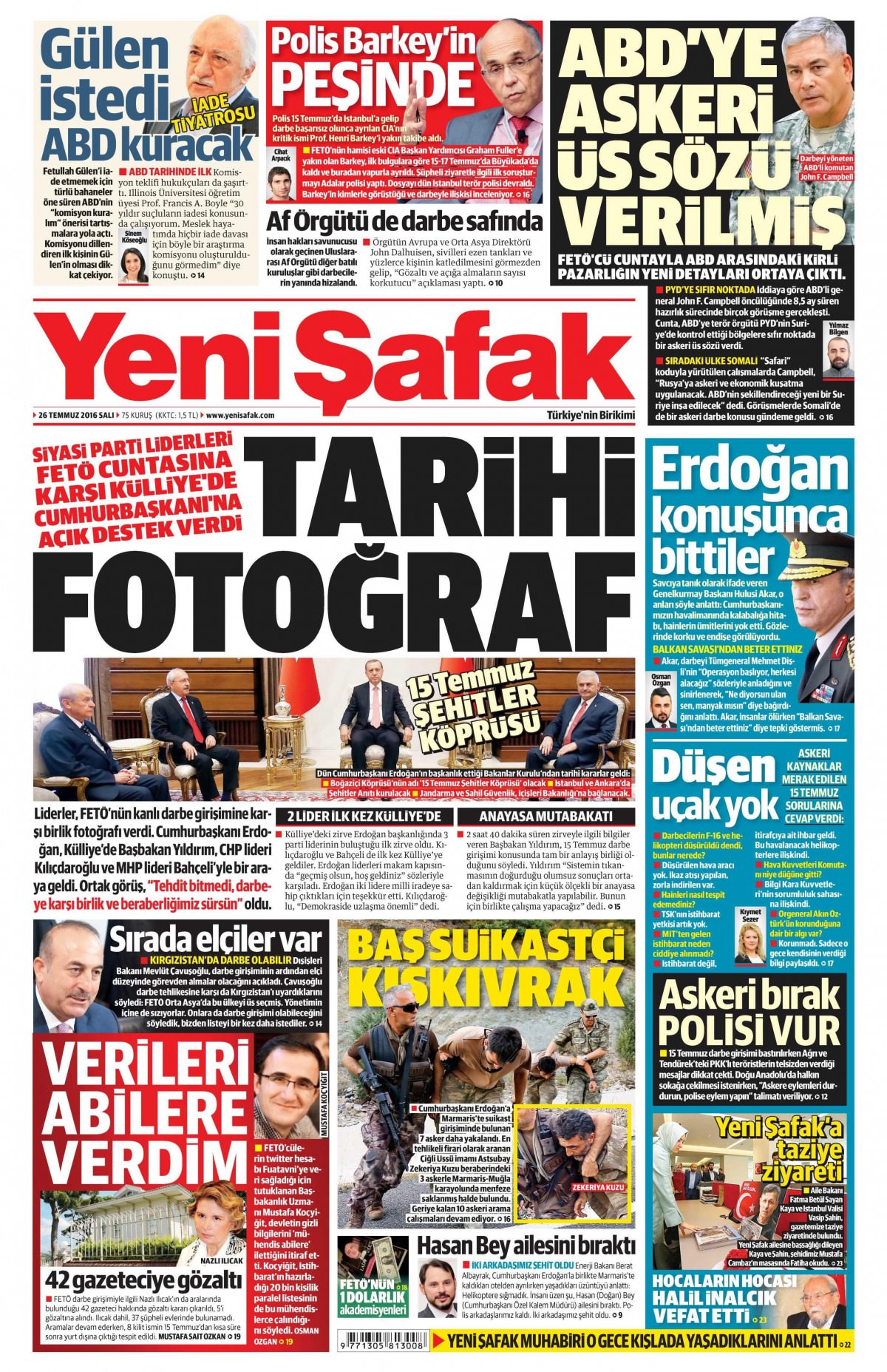 26 Temmuz 2016 gazete manşetleri - 758