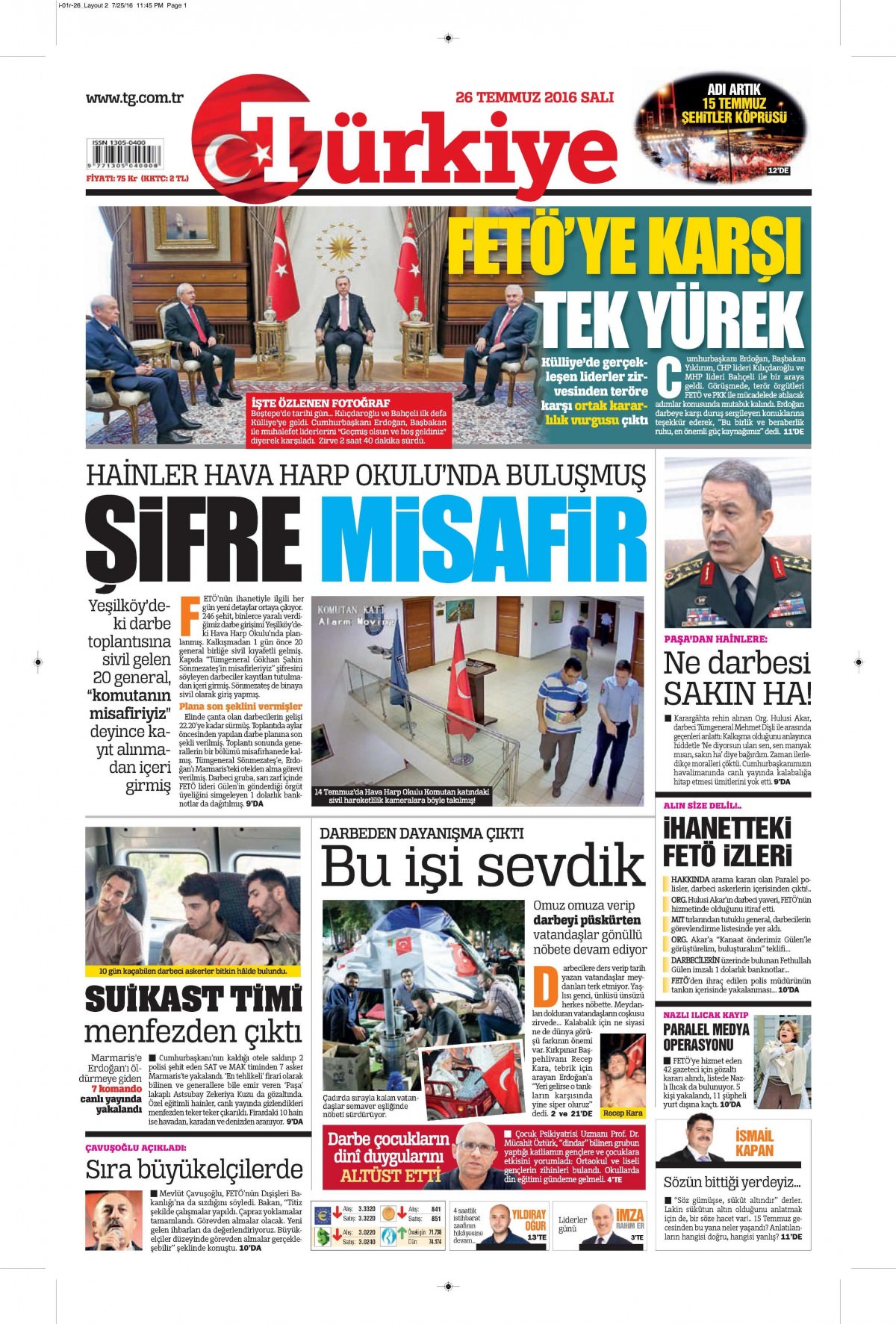 26 Temmuz 2016 gazete manşetleri - 788
