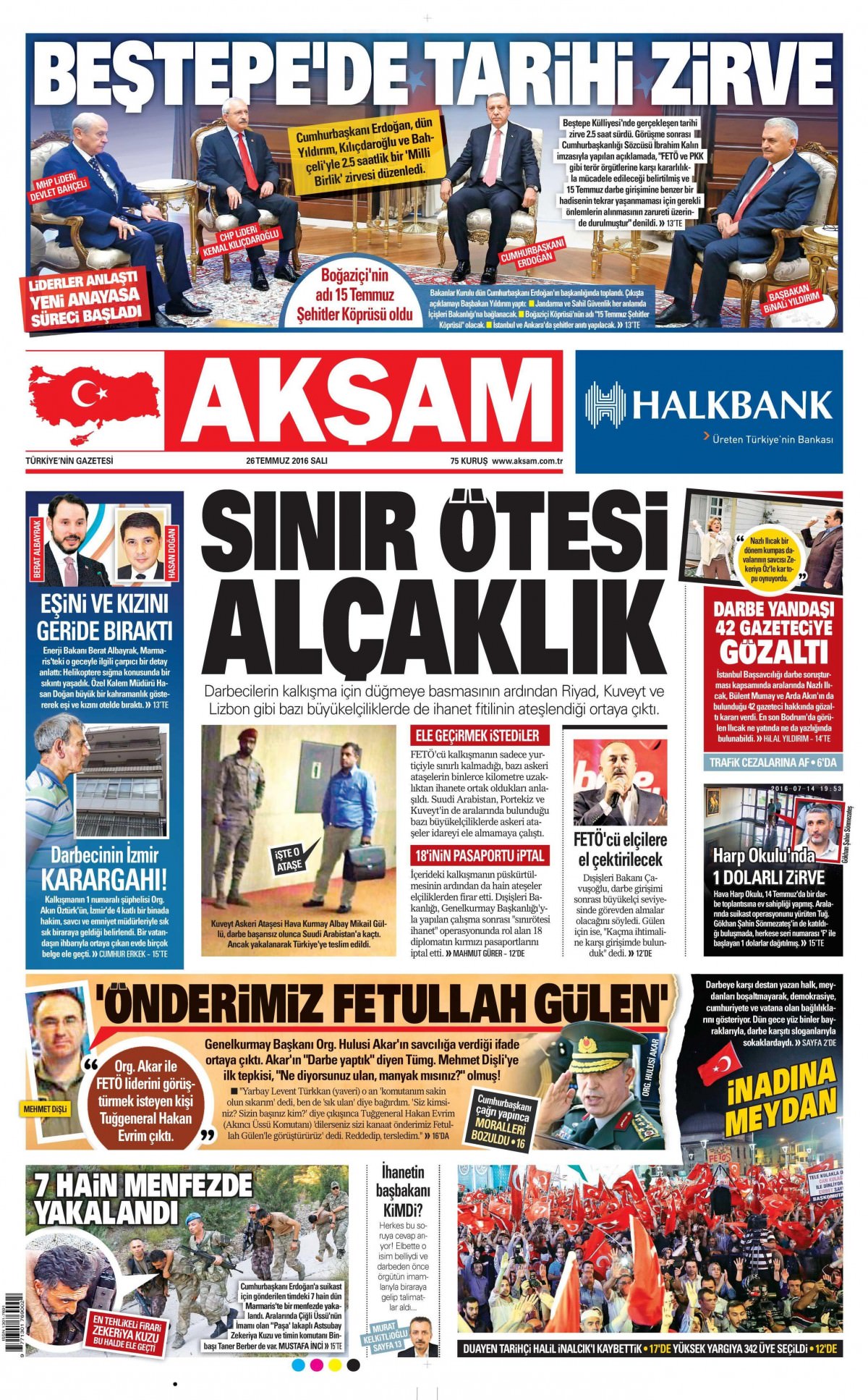 26 Temmuz 2016 gazete manşetleri - 908