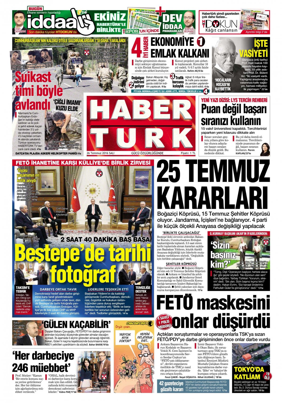 26 Temmuz 2016 gazete manşetleri - 501