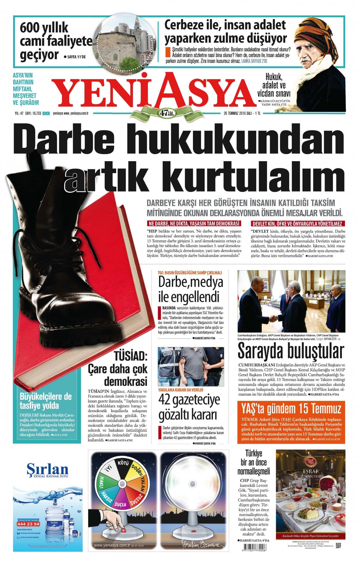 26 Temmuz 2016 gazete manşetleri - 537