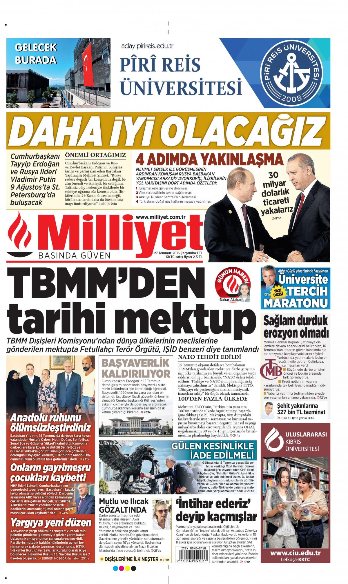 27 Temmuz 2016 gazete manşetleri - 723