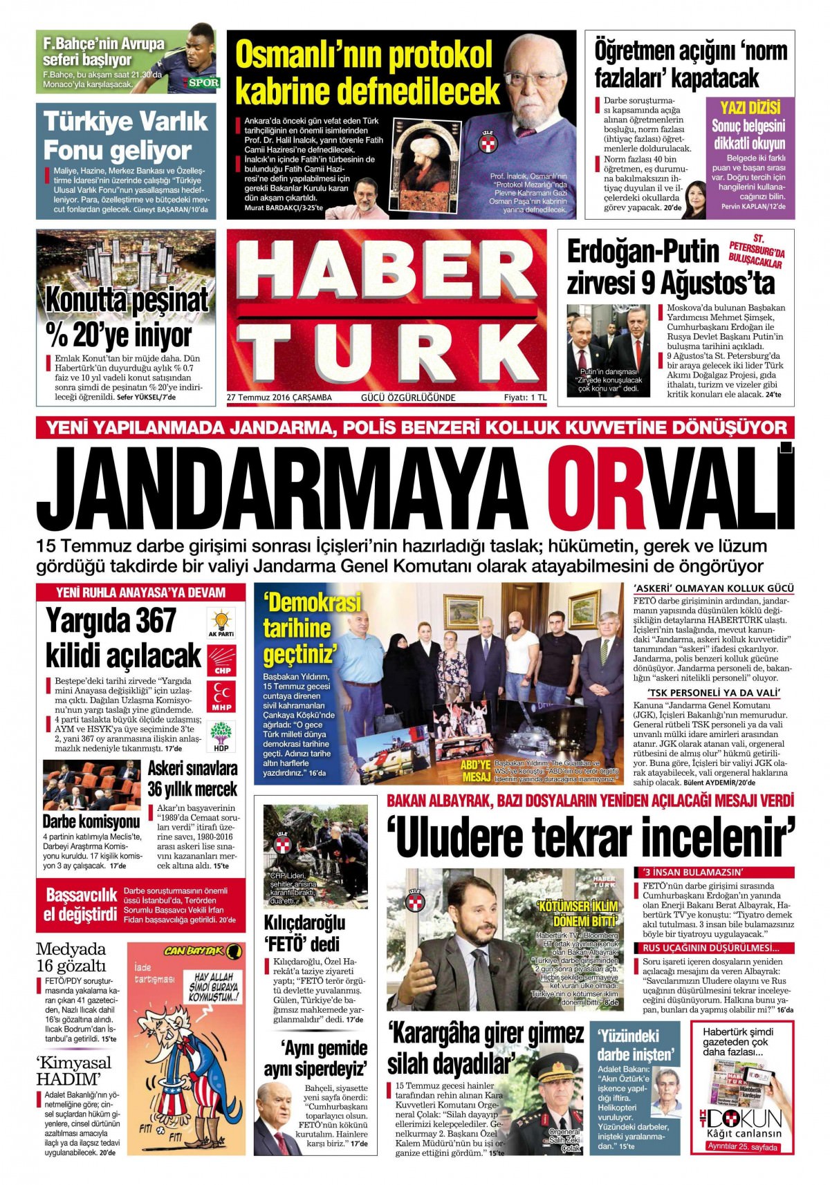 27 Temmuz 2016 gazete manşetleri - 704