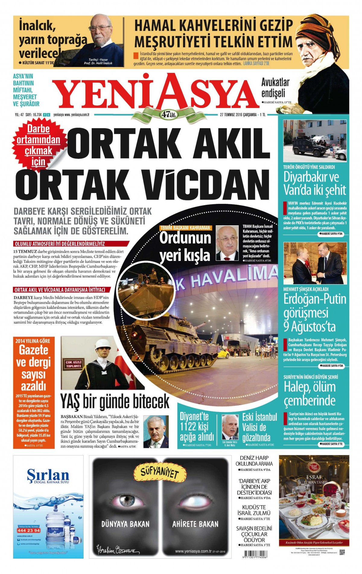 27 Temmuz 2016 gazete manşetleri - 572