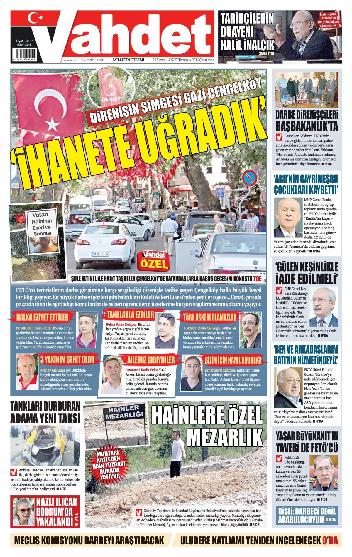 27 Temmuz 2016 gazete manşetleri - 903