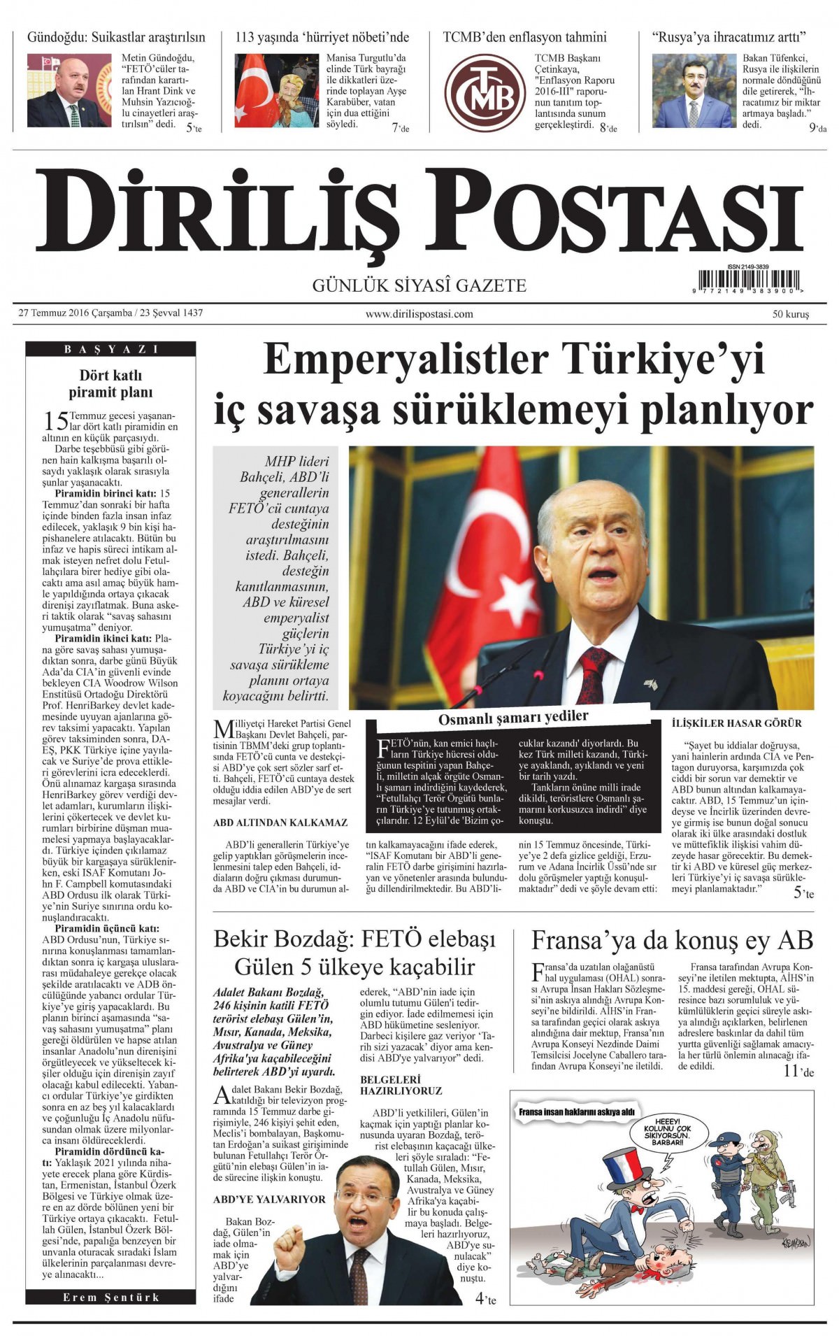 27 Temmuz 2016 gazete manşetleri - 505