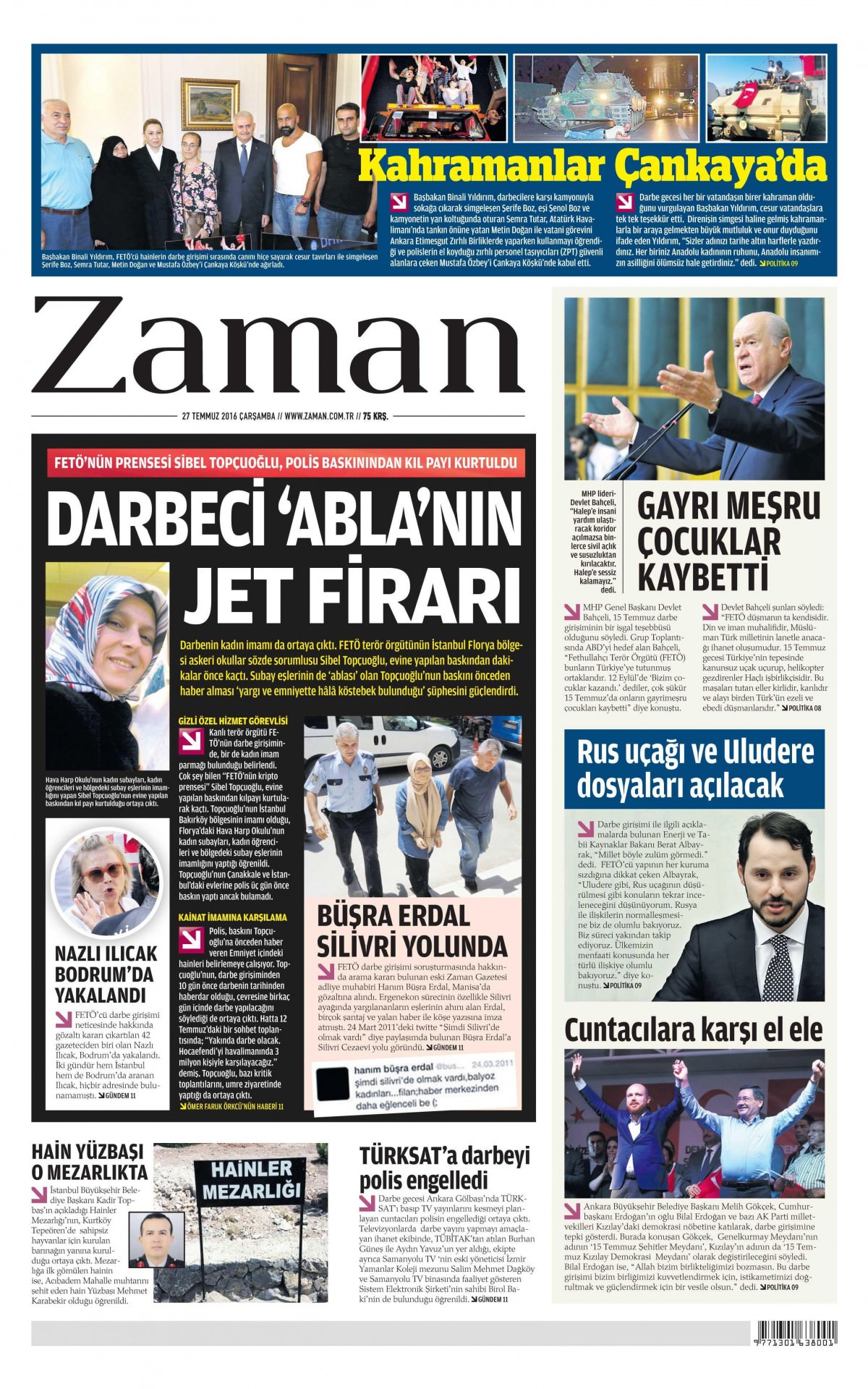 27 Temmuz 2016 gazete manşetleri - 590