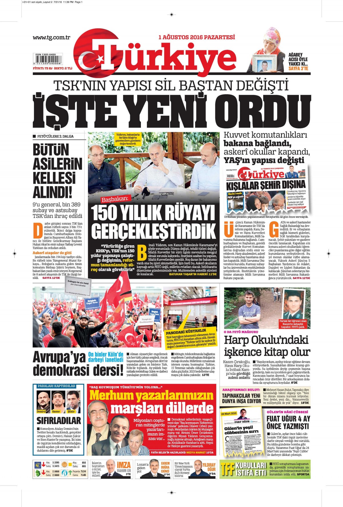 1 Ağustos 2016 gazete manşetleri - 559