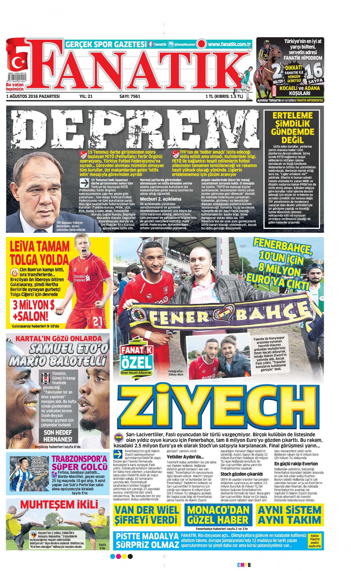1 Ağustos 2016 gazete manşetleri - 703