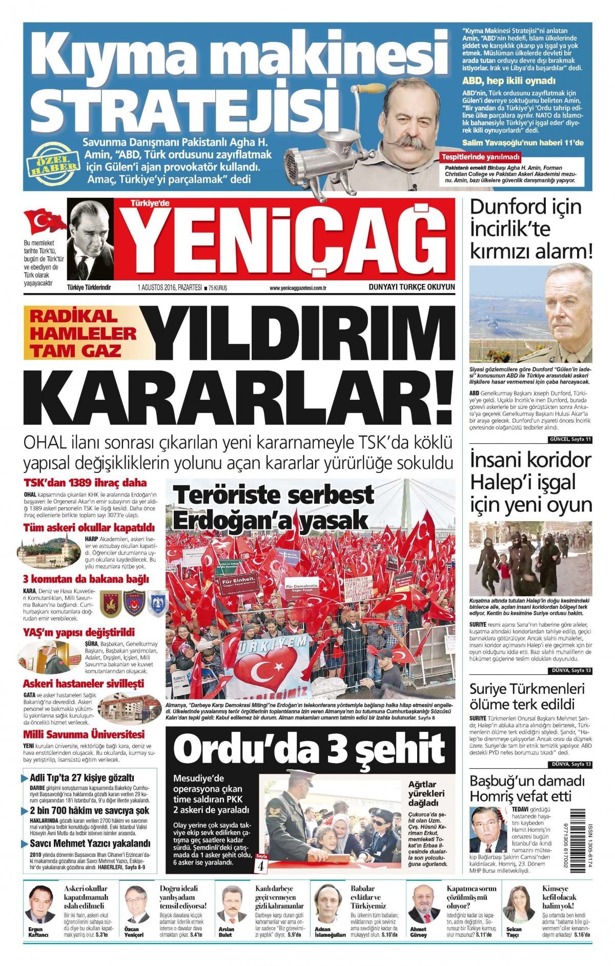 1 Ağustos 2016 gazete manşetleri - 572