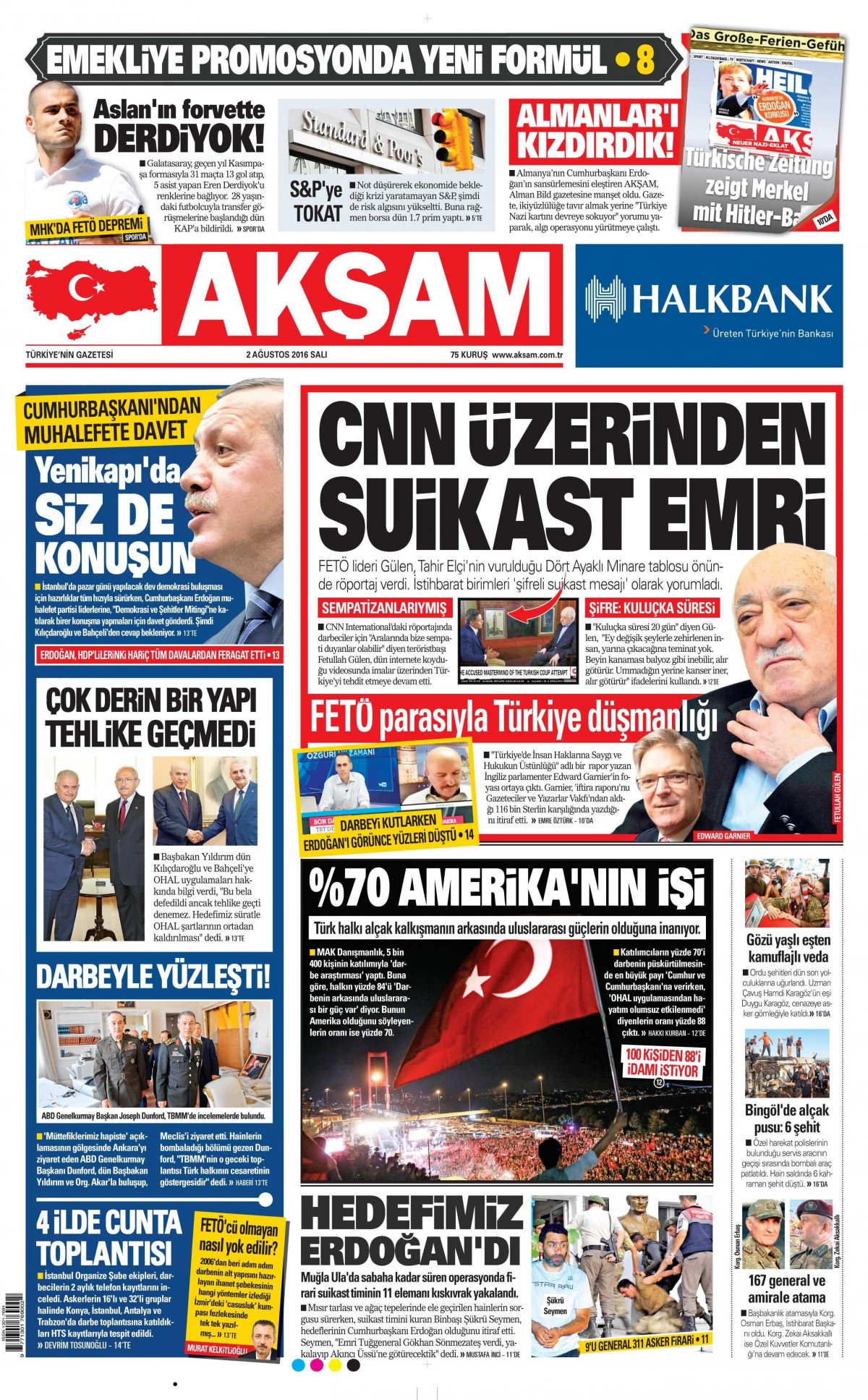 2 Ağustos 2016 gazete manşetleri - 912