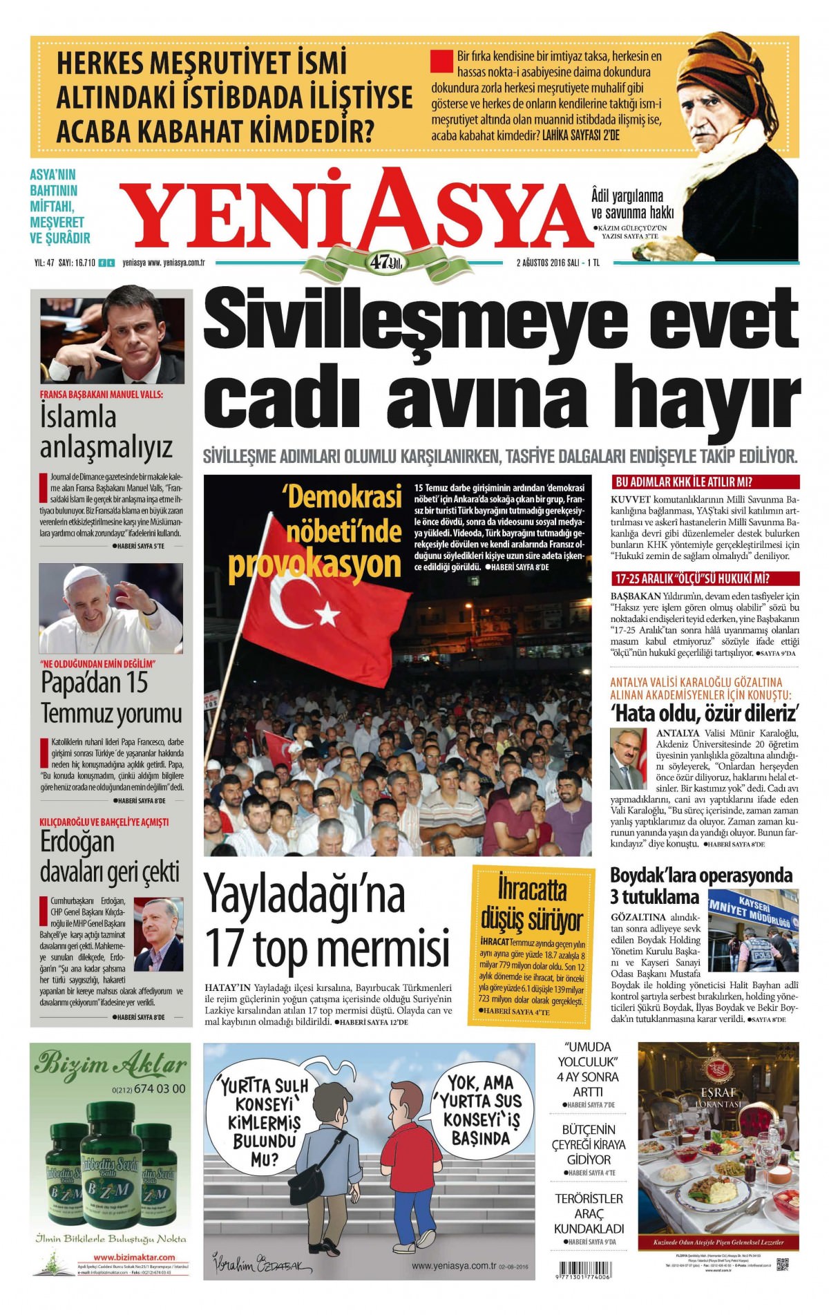 2 Ağustos 2016 gazete manşetleri - 799