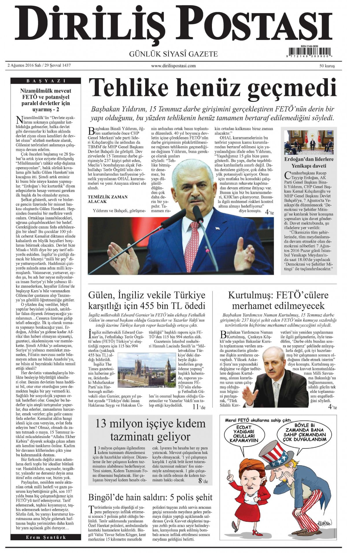 2 Ağustos 2016 gazete manşetleri - 741