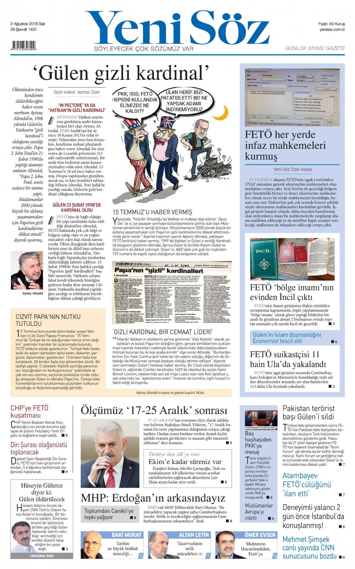 2 Ağustos 2016 gazete manşetleri - 554
