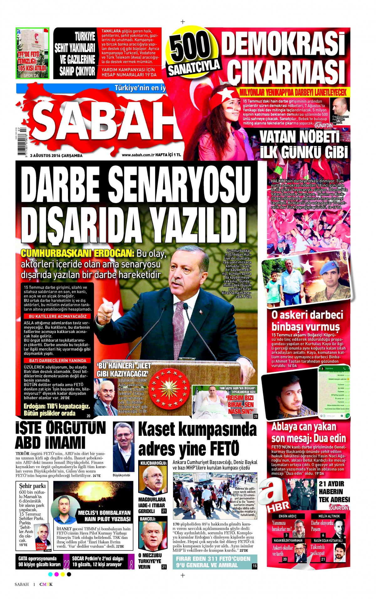 3 Ağustos 2016 gazete manşetleri - 743