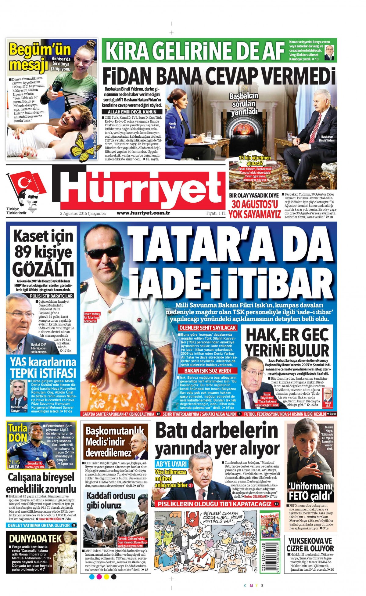 3 Ağustos 2016 gazete manşetleri - 836