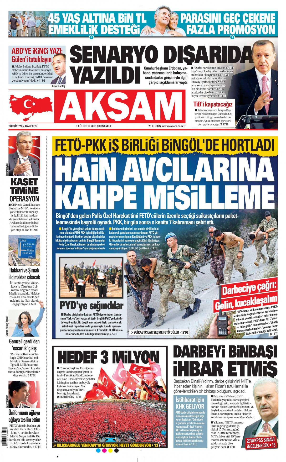 3 Ağustos 2016 gazete manşetleri - 884