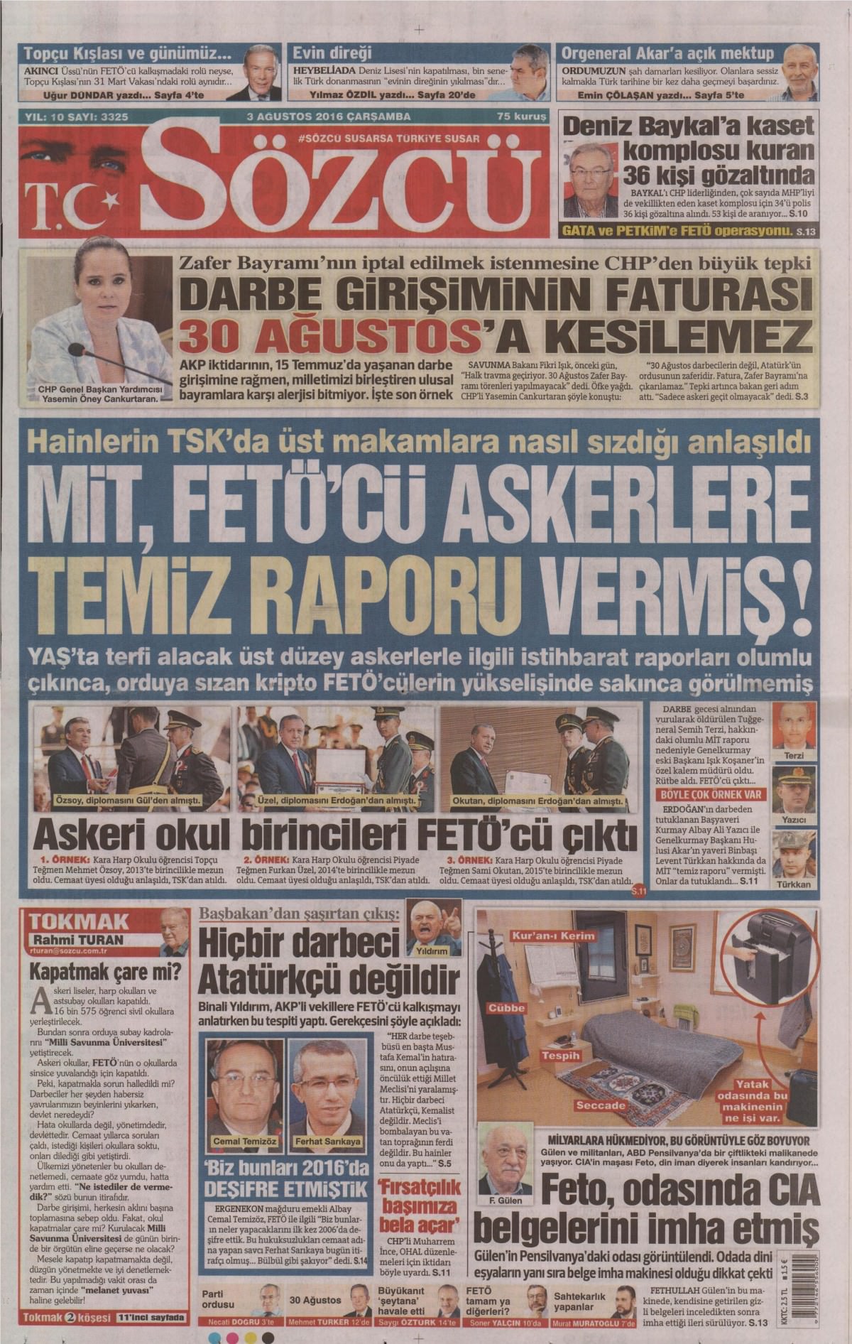 3 Ağustos 2016 gazete manşetleri - 559