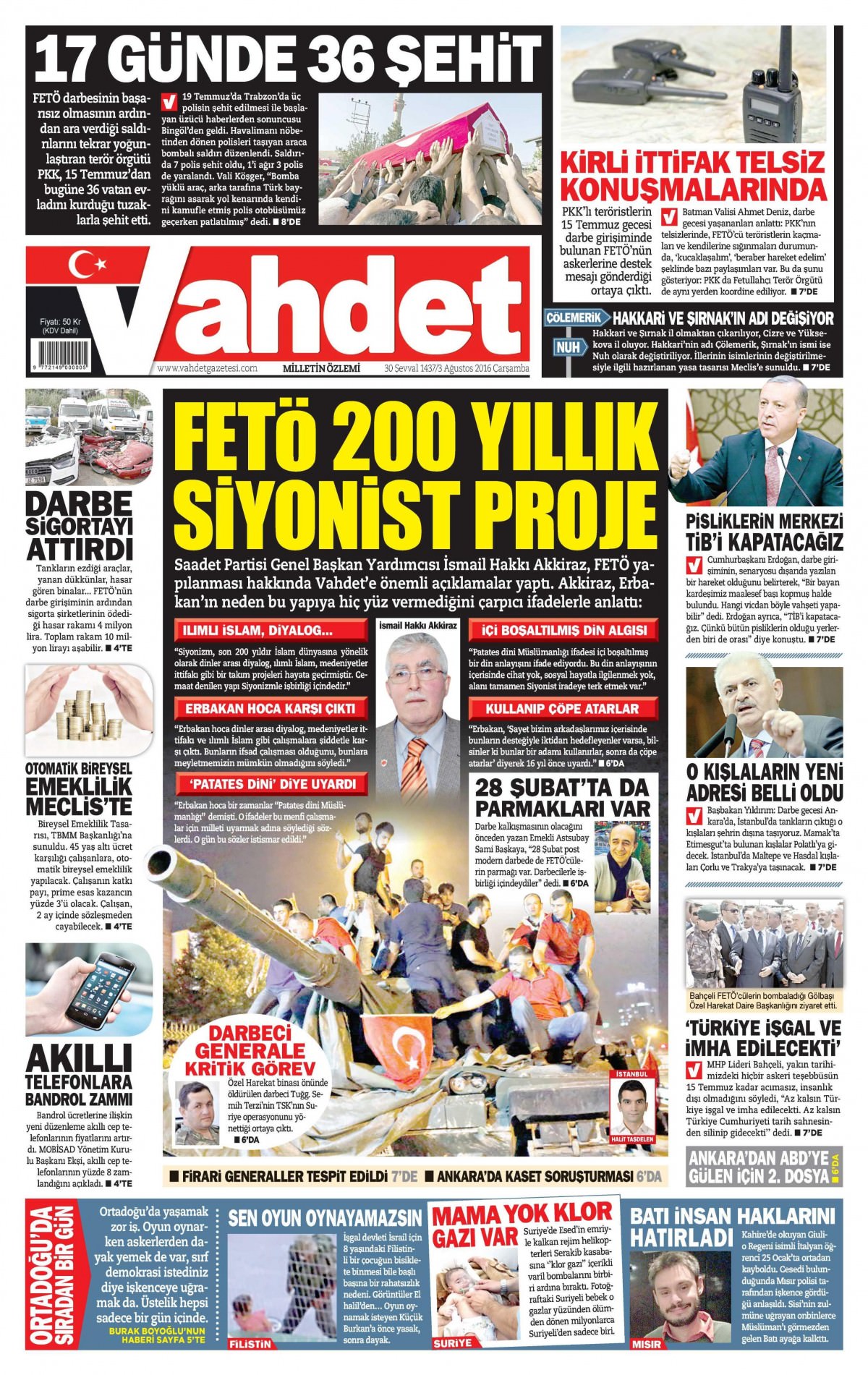 3 Ağustos 2016 gazete manşetleri - 570