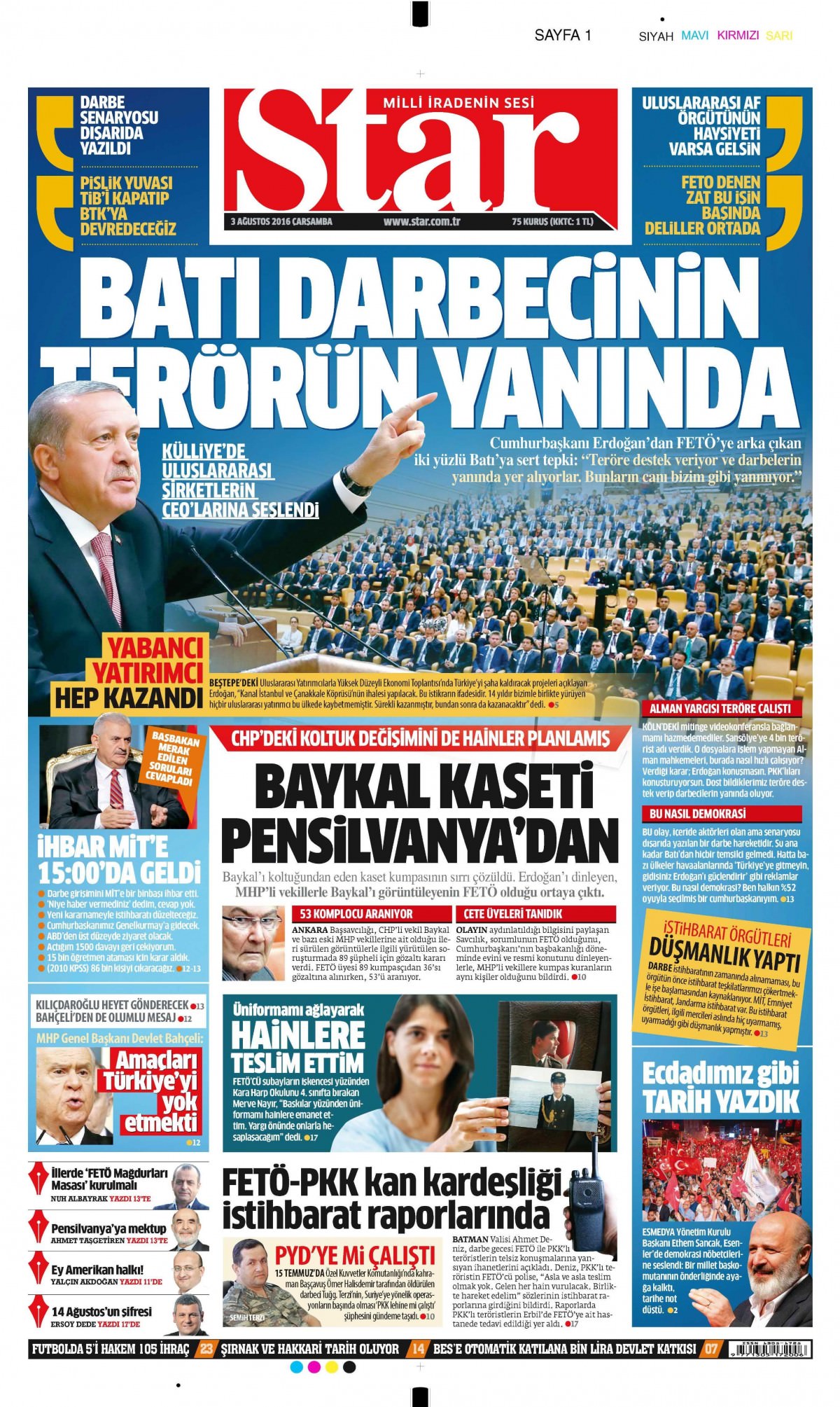 3 Ağustos 2016 gazete manşetleri - 785