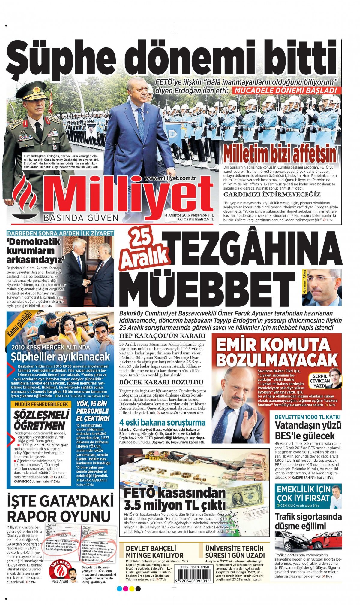 4 Ağustos 2016 gazete manşetleri - 804