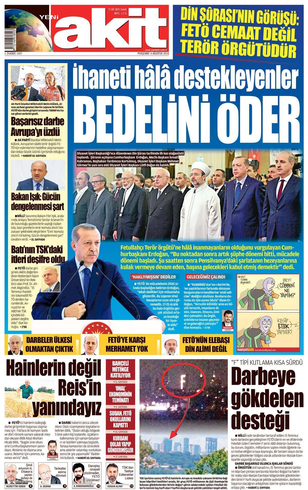 4 Ağustos 2016 gazete manşetleri - 858