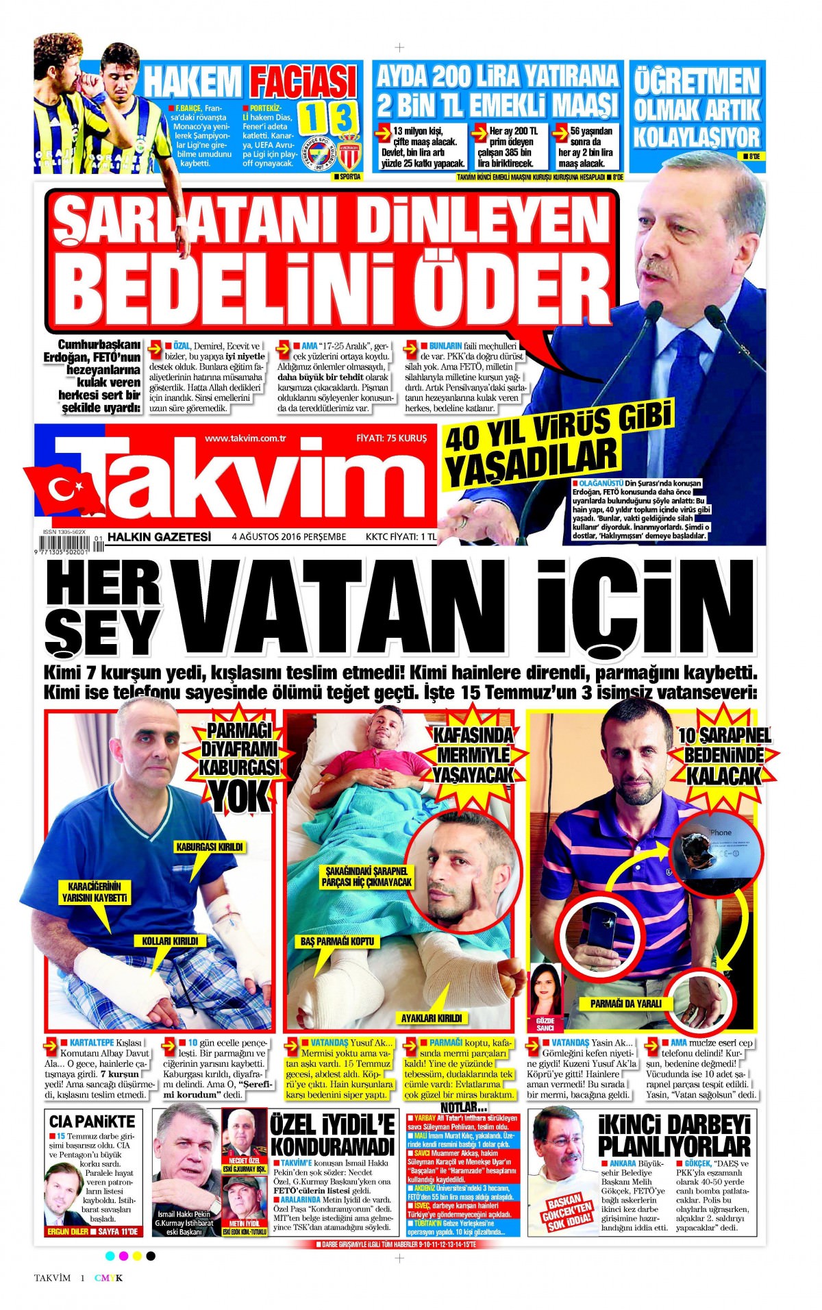 4 Ağustos 2016 gazete manşetleri - 827