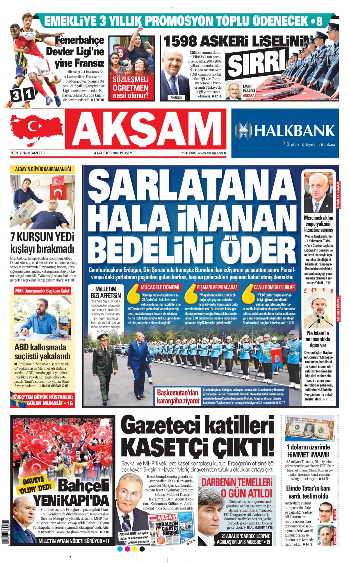 4 Ağustos 2016 gazete manşetleri - 933