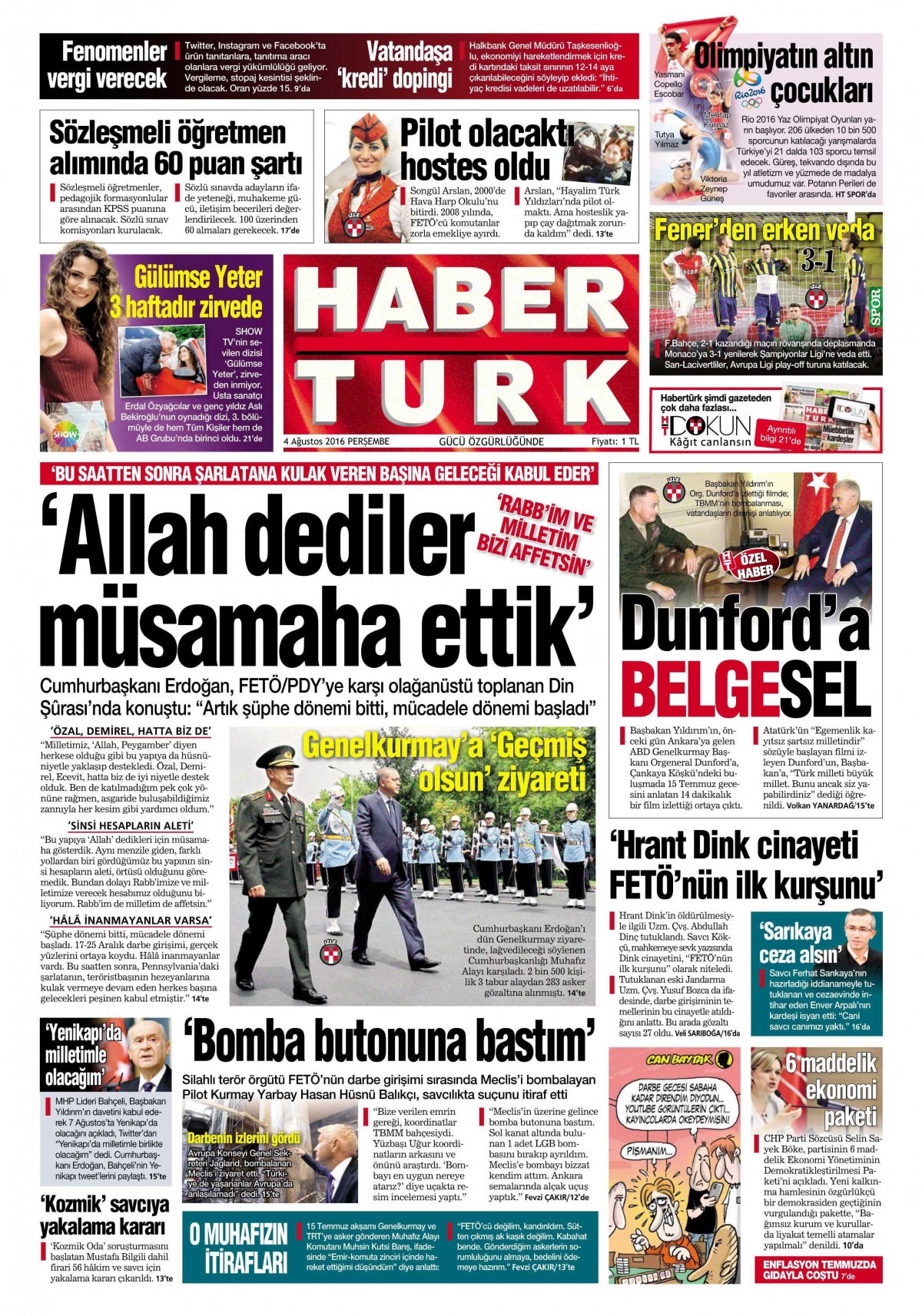 4 Ağustos 2016 gazete manşetleri - 735