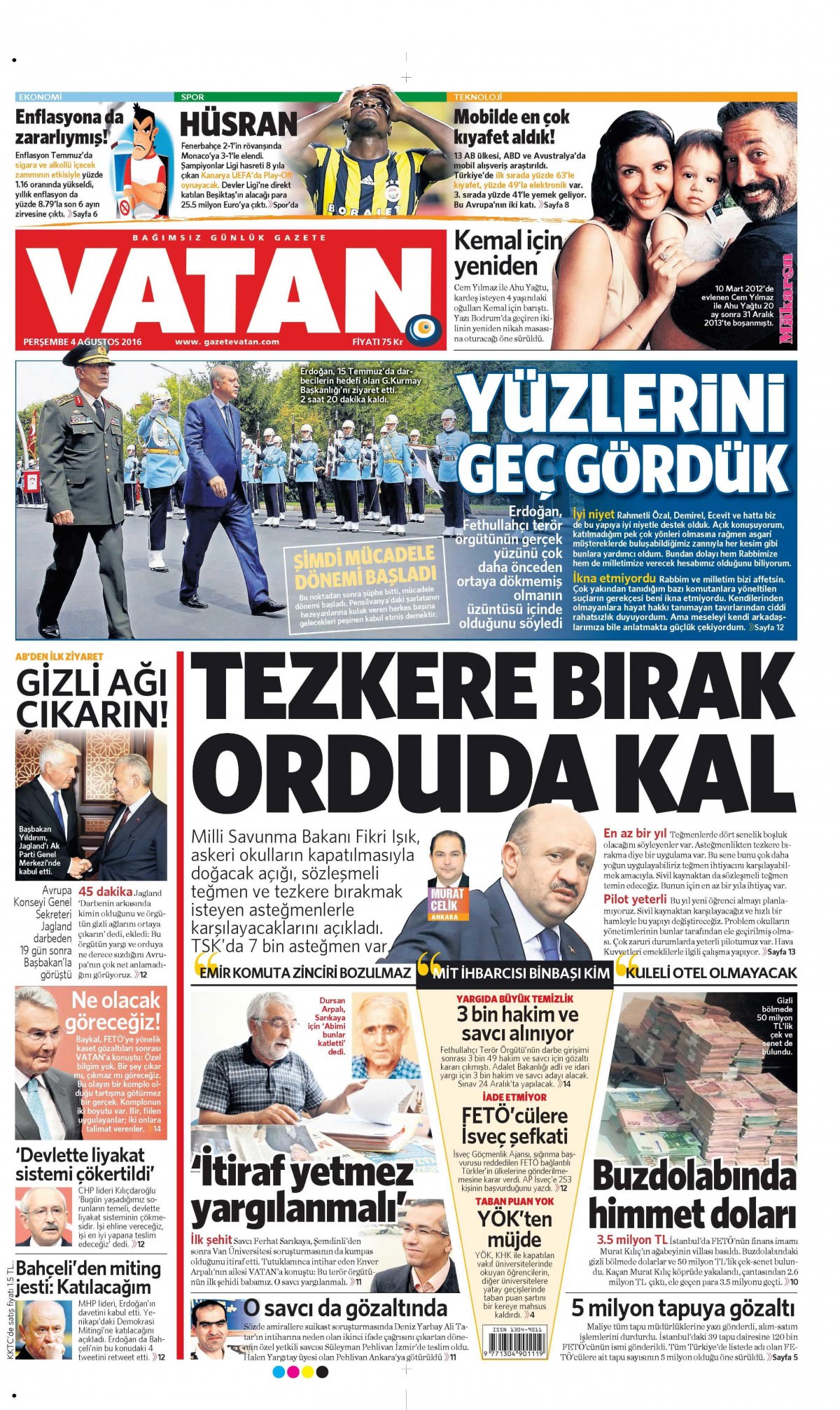 4 Ağustos 2016 gazete manşetleri - 754