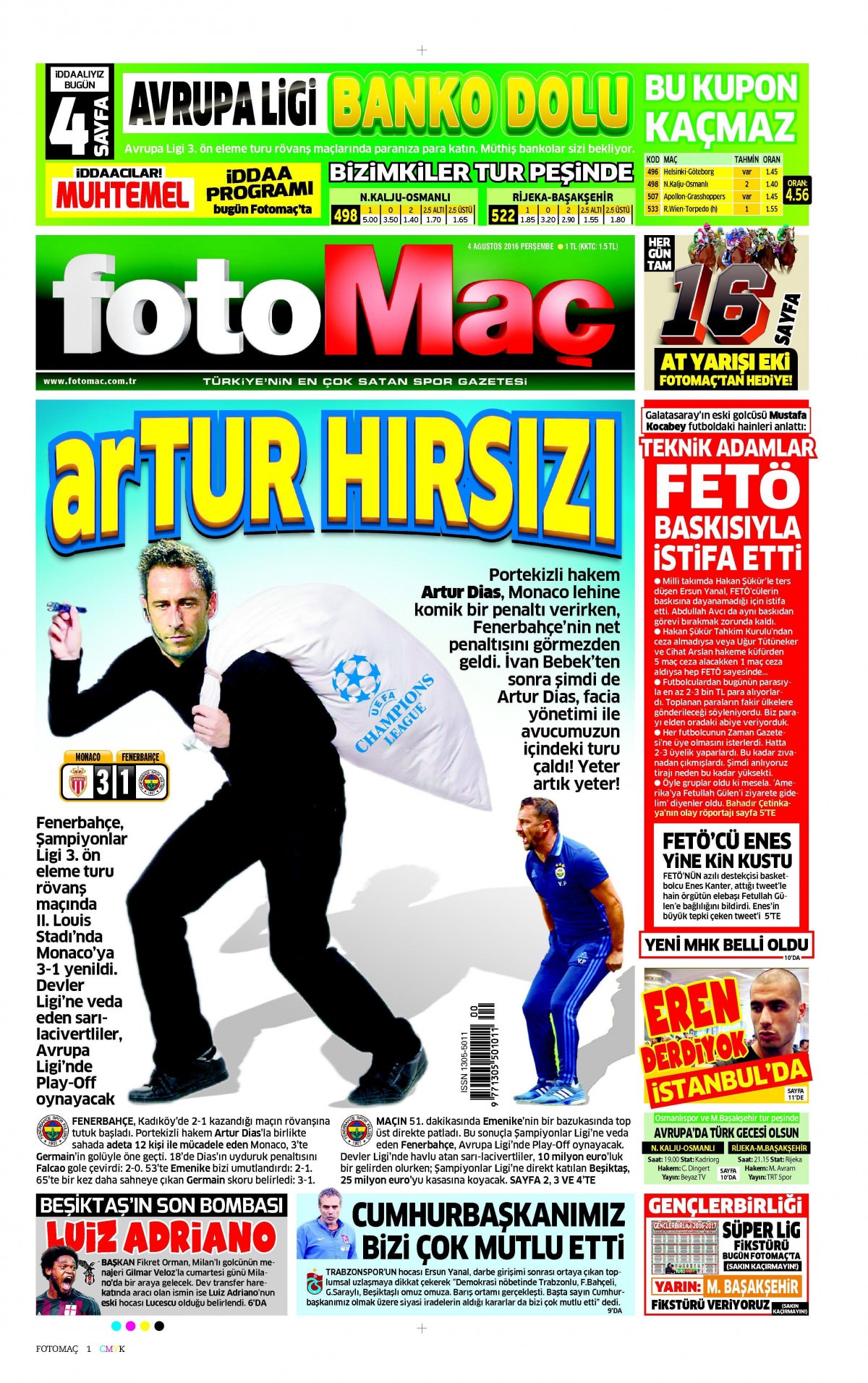 4 Ağustos 2016 gazete manşetleri - 898