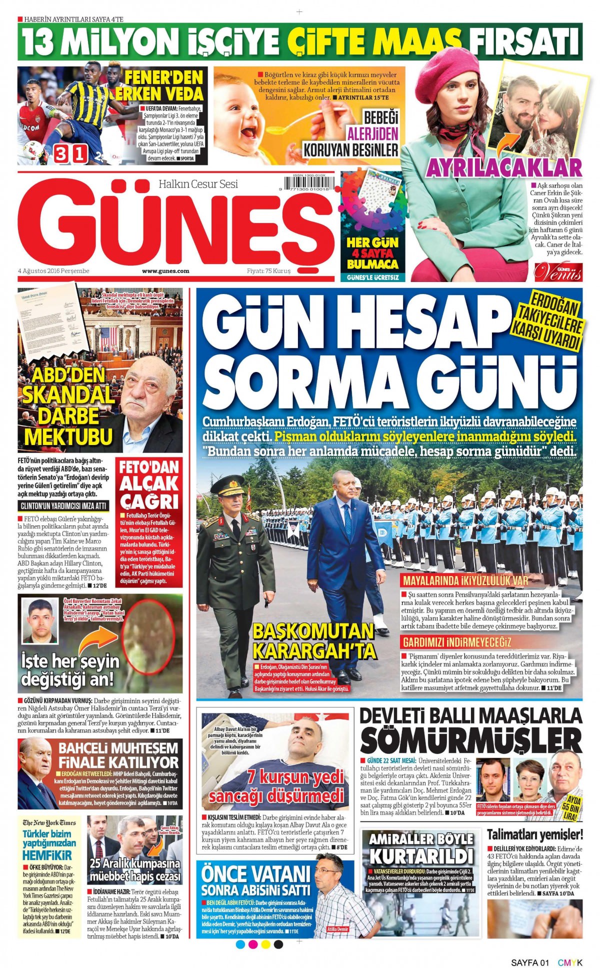 4 Ağustos 2016 gazete manşetleri - 899
