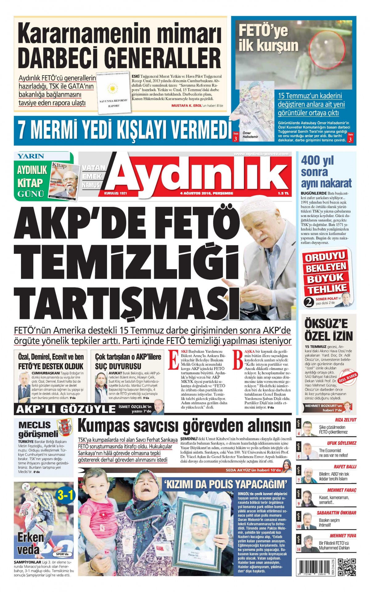 4 Ağustos 2016 gazete manşetleri - 771