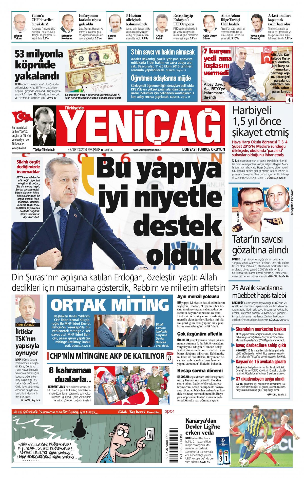 4 Ağustos 2016 gazete manşetleri - 582