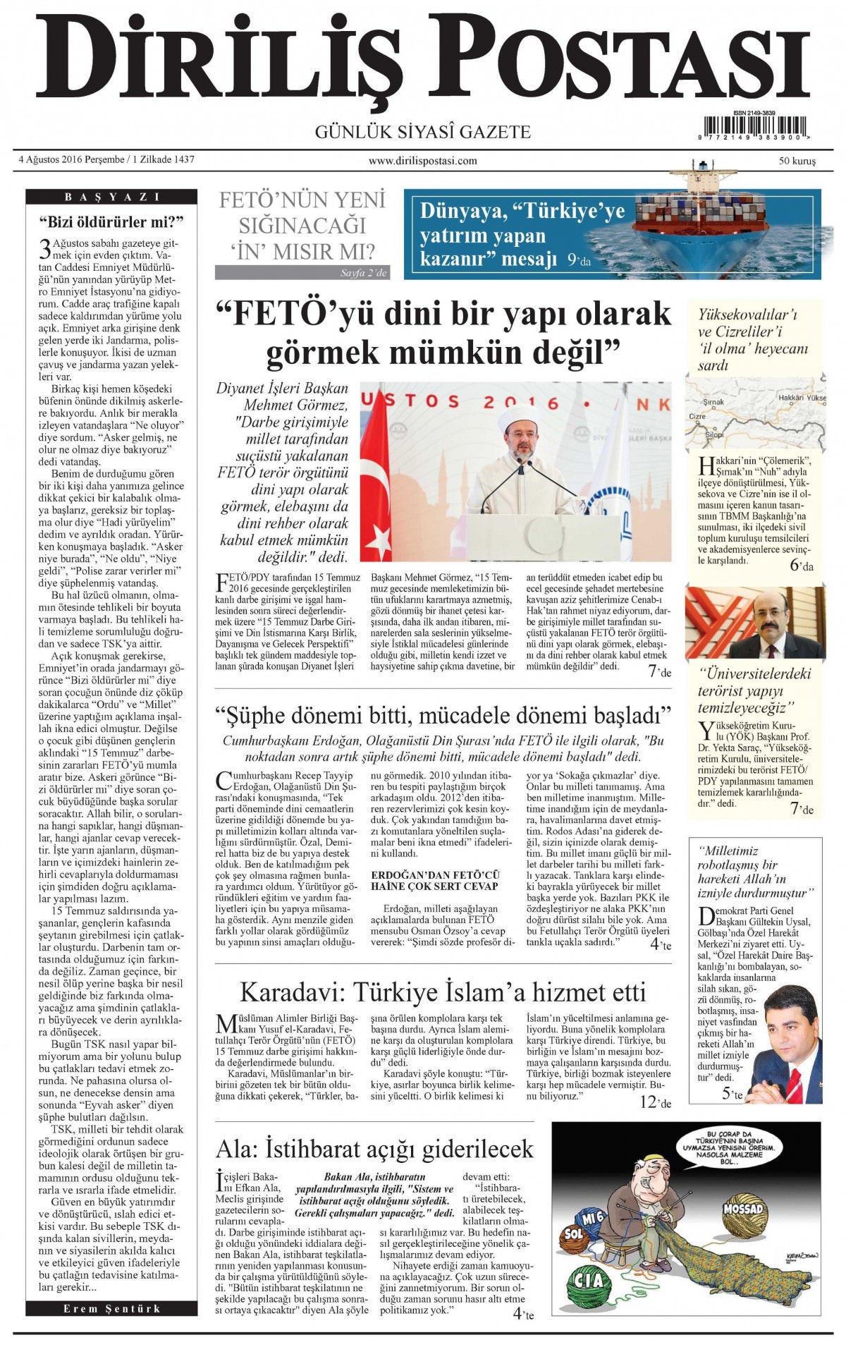 4 Ağustos 2016 gazete manşetleri - 735