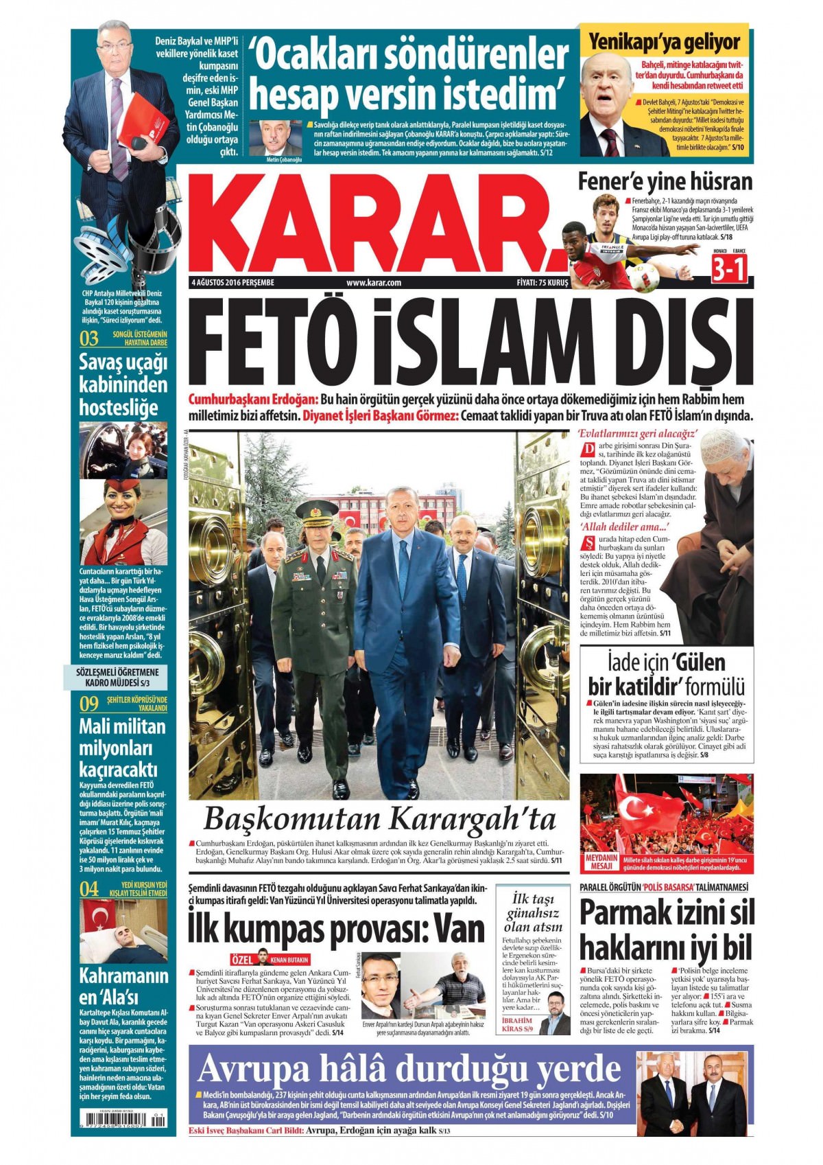 4 Ağustos 2016 gazete manşetleri - 707