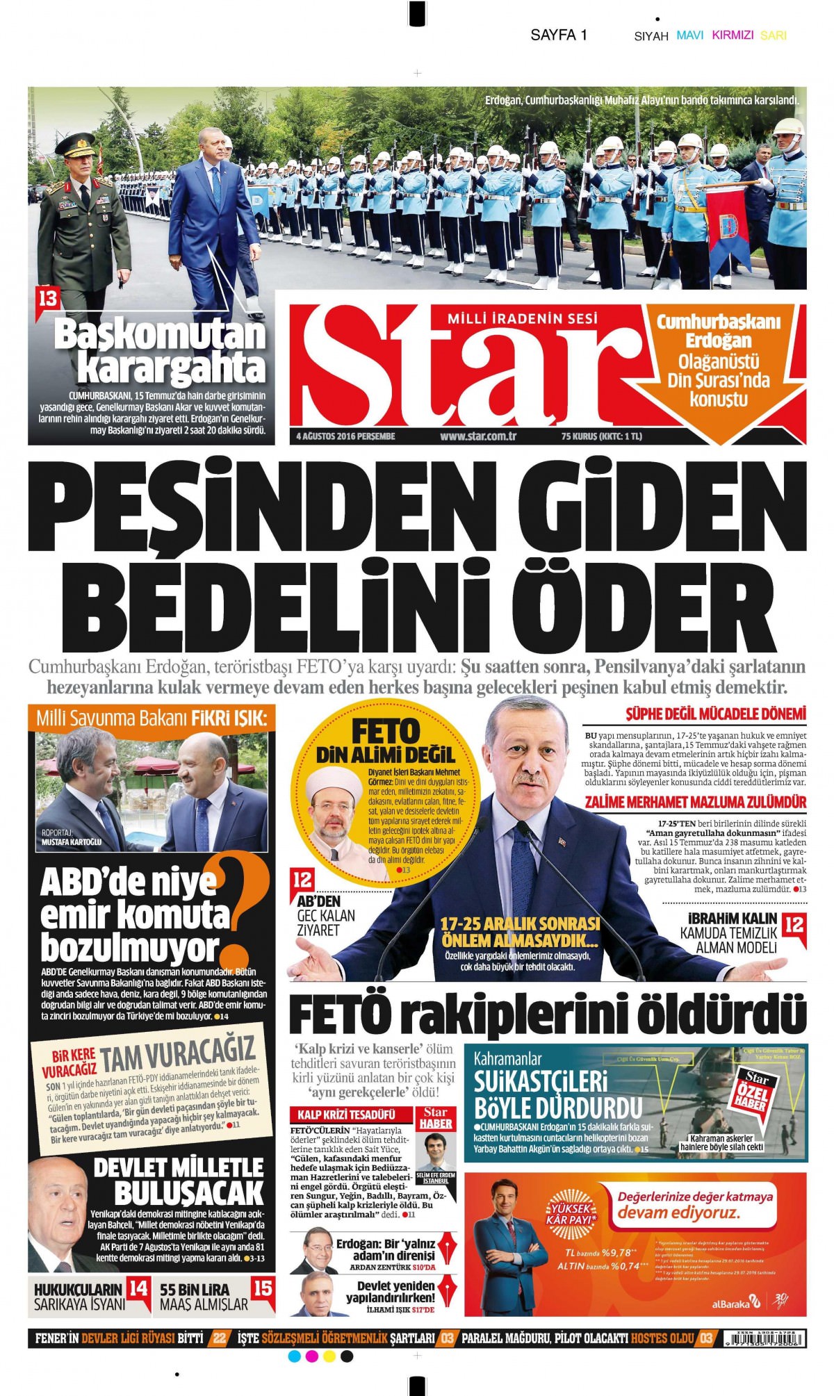 4 Ağustos 2016 gazete manşetleri - 719