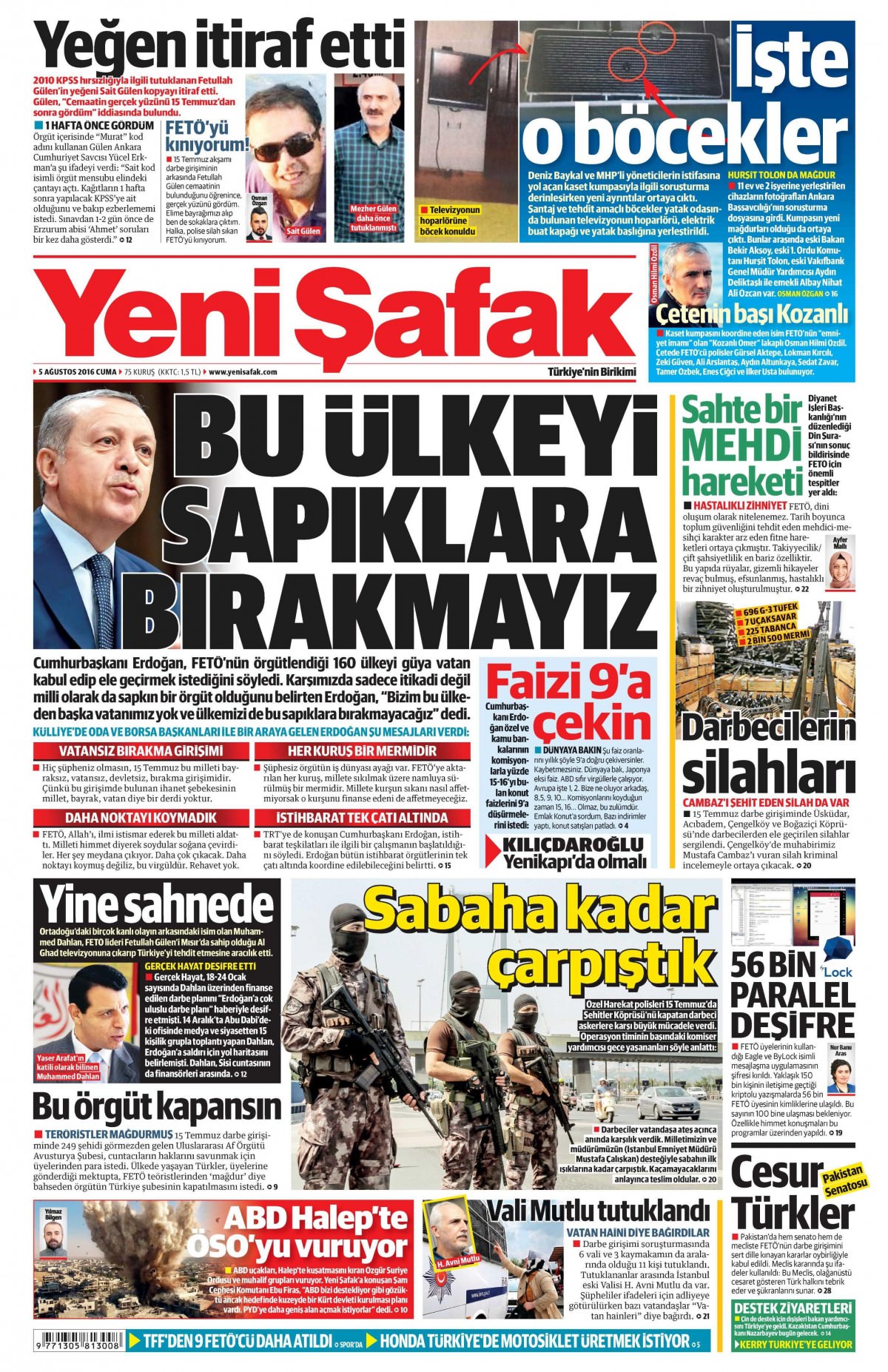 5 Ağustos 2016 gazete manşetleri - 901