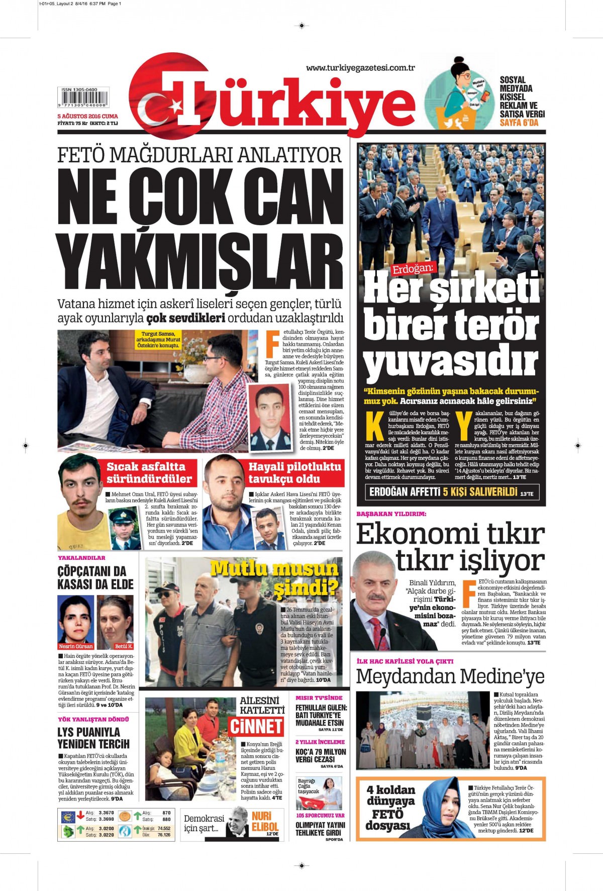 5 Ağustos 2016 gazete manşetleri - 755