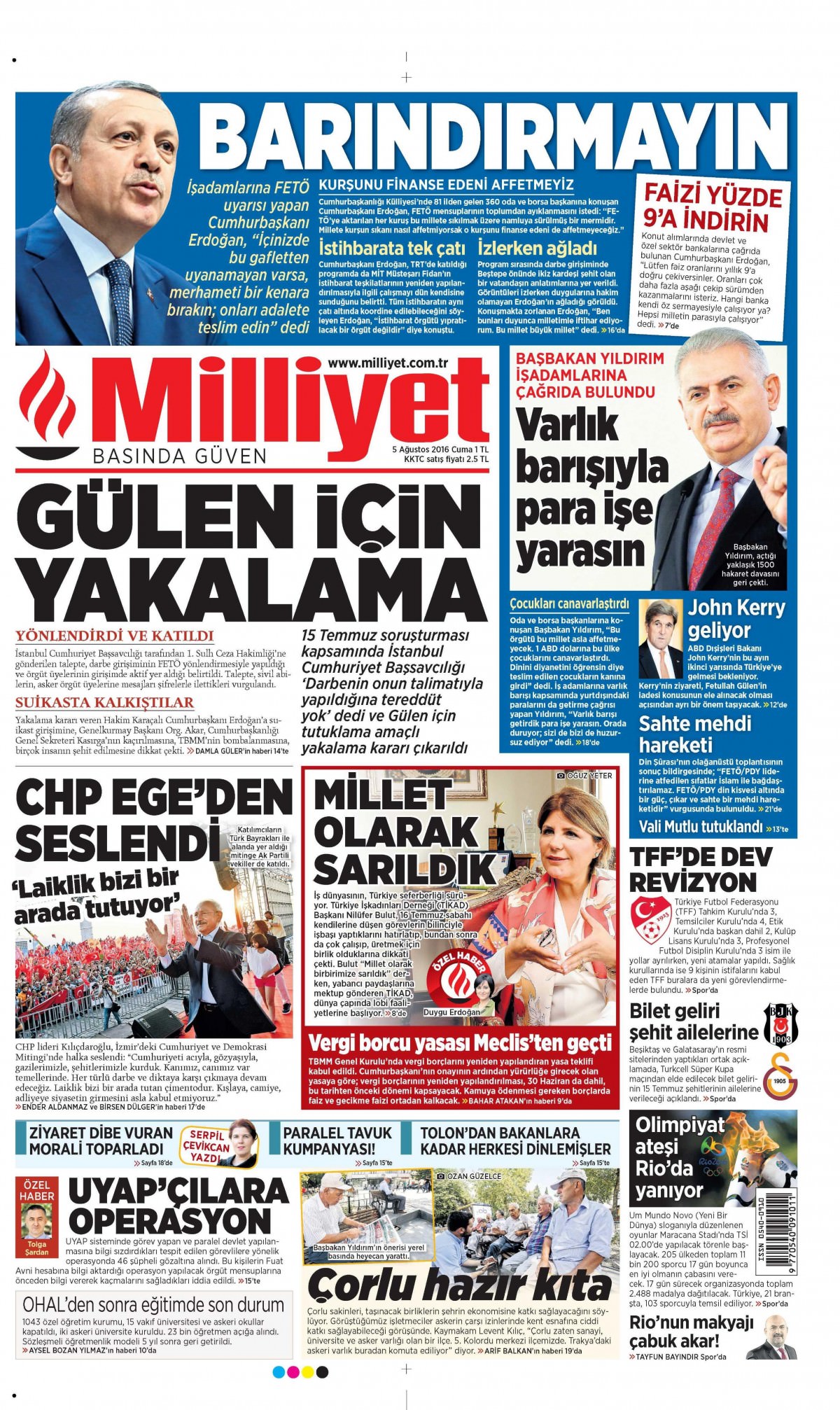 5 Ağustos 2016 gazete manşetleri - 768