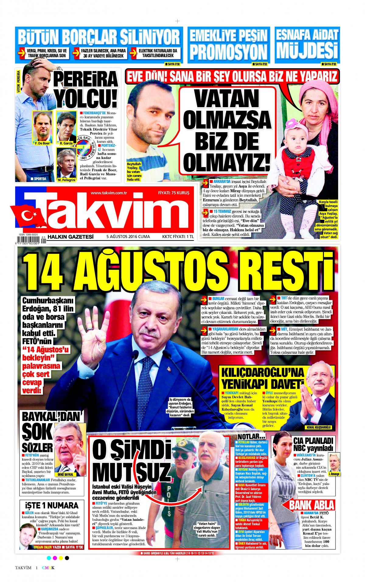 5 Ağustos 2016 gazete manşetleri - 545