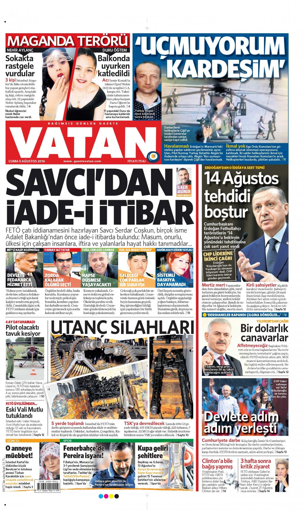 5 Ağustos 2016 gazete manşetleri - 574